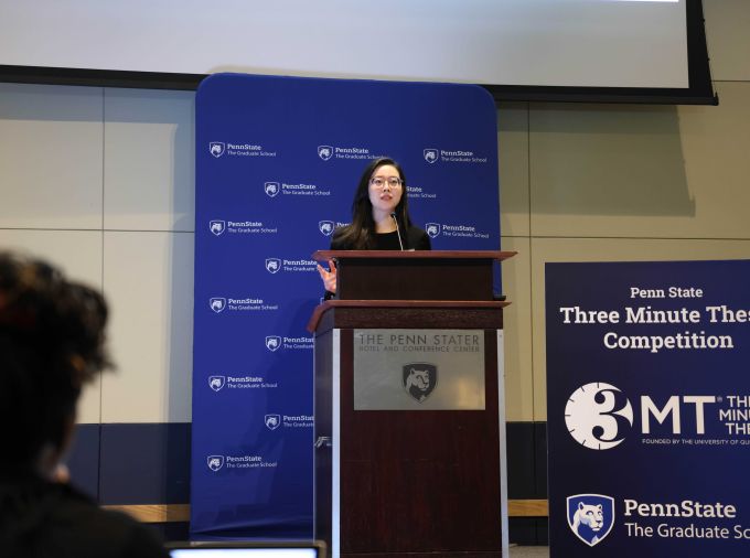 Student competing at the Three Minute Thesis Competition